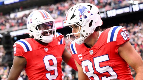 New England Patriots wide receiver Kayshon Boutte and tight end Hunter Henry