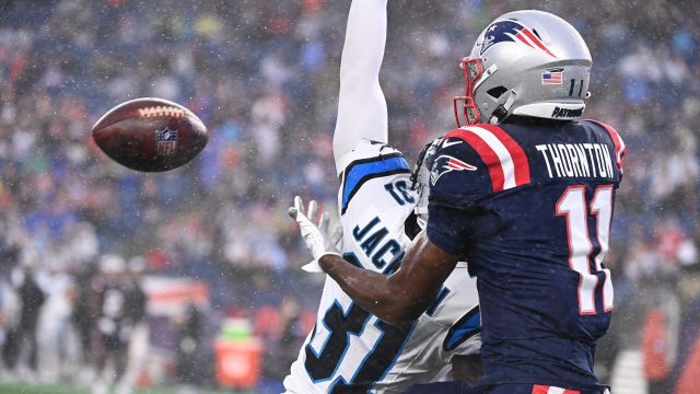 NFL cornerback Lamar Jackson and New England Patriots wide receiver Tyquan Thornton