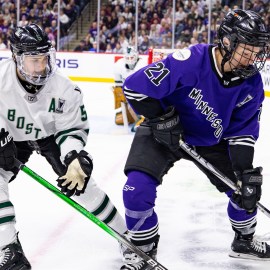 Boston Fleet defender Megan Keller and Minnesota Frost forward Liz Schepers