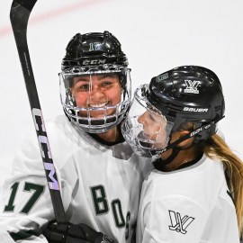 Boston Fleet forwards Taylor Girard and Gigi Marvin