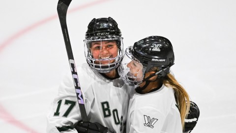 Boston Fleet forwards Taylor Girard and Gigi Marvin