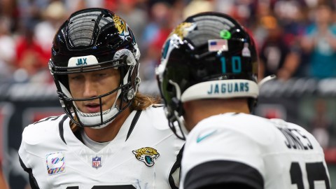 Jacksonville Jaguars quarterbacks Trevor Lawrence, Mac Jones