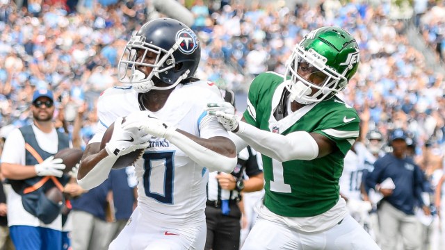 Tennessee Titans wide receiver Calvin Ridley, New York Jets cornerback Sauce Gardner