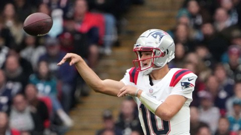 New England Patriots quarterback Drake Maye