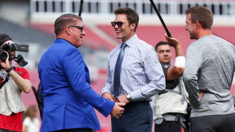 FOX NFL broadcaster Tom Brady, Tampa Bay Buccaneers general manager Jason Licht