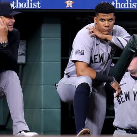 New York Yankees manager Aaron Boone and MLB outfielder Juan Soto