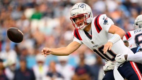 New England Patriots quarterback Drake Maye