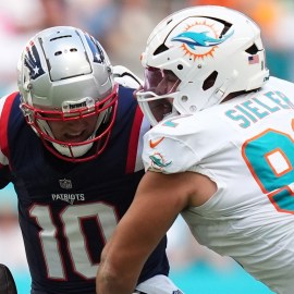 New England Patriots quarterback Drake Maye, Miami Dolphins defensive tackle Zach Sieler