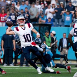 New England Patriots quarterback Drake Maye