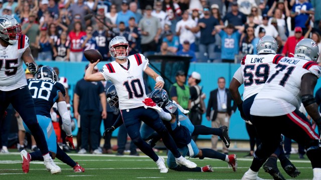 New England Patriots quarterback Drake Maye