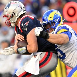 New England Patriots quarterback Drake Maye and Los Angeles Rams defensive tackle Braden Fiske