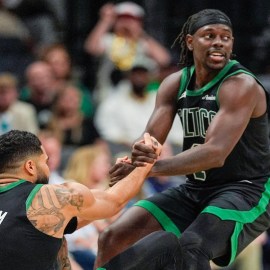 Boston Celtics forward jayson Tatum and guard Jrue Holiday