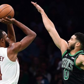 Boston Celtics forward Jayson Tatum and Cleveland Cavaliers center Evan Mobley