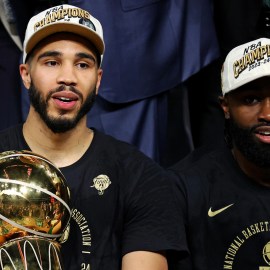 Boston Celtics teammates Jayson Tatum and Jaylen Brown