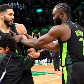 Boston Celtics teammates Jayson Tatum and Jaylen Brown