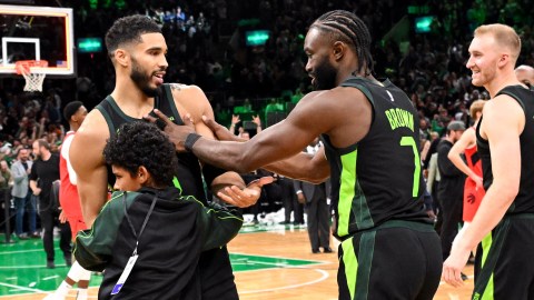 Boston Celtics teammates Jayson Tatum and Jaylen Brown