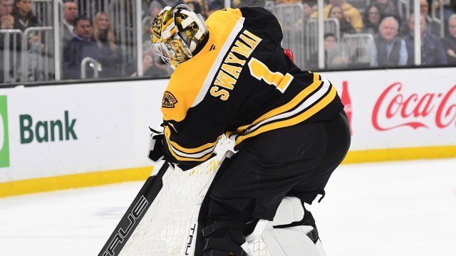 Boston Bruins goaltender Jeremy Swayman