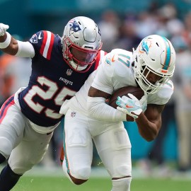 New England Patriots cornerback Marcus Jones, Miami Dolphins wide receiver Jaylen Waddle