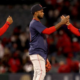 Boston Red Sox infielders Enmanuel Valdez and Ceddanne Rafaela and New York Yankees infielder Pablo Reyes