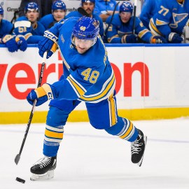 St. Louis Blues defenseman Scott Perunovich