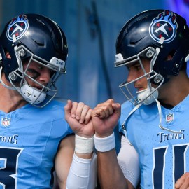 Tennessee Titans quarterbacks Will Levis and Mason Rudolph