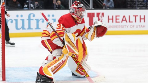 Calgary Flames goaltender Dustin Wolf