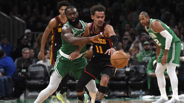 Boston Celtics guard Jaylen Brown, Atlanta Hawks guard Trae Young