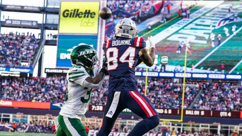 New England Patriots wide receiver Kendrick Bourne, New York Jets safety Jalen Mills