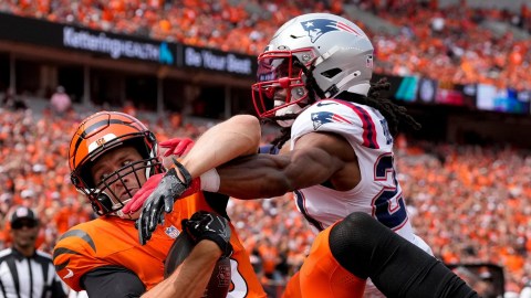 New England Patriots safety Kyle Dugger, Cincinnati Bengals tight end Mike Gesicki