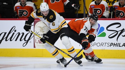 flyers right wing Tyson Foerster bruins defenseman Mason Lohrei