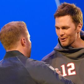 Los Angeles Rams head coach Sean McVay and former New England Patriots quarterback Tom Brady