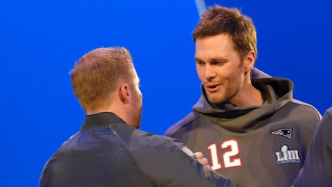 Los Angeles Rams head coach Sean McVay and former New England Patriots quarterback Tom Brady