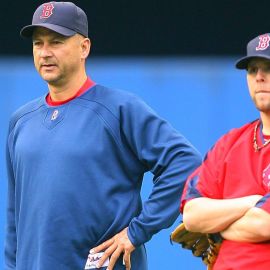 Former Boston Red Sox manager Terry Francona and second baseman Dustin Pedroia