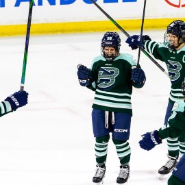 Boston Fleet defenders Megan Keller and Sydney Bard and forwards Hilary Knight and Hannah Bilka