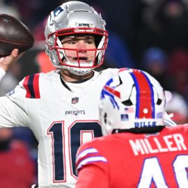 New England Patriots quarterback Drake Maye and Buffalo Bills linebacker Von Miller