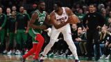 Boston Celtics guard Jaylen Brown and Philadelphia 76ers forward Joel Embiid