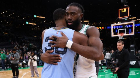 Boston Celtics guard Jaylen Brown and Memphis Grizzlies guard Marcus Smart