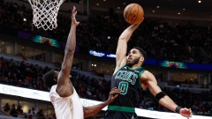 Boston Celtics foward Jayson Tatum and Chicago Bulls forward Jalen Smith