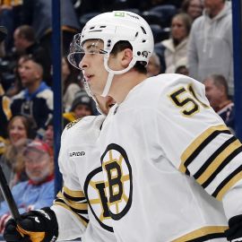 Boston Bruins forward Matthew Poitras