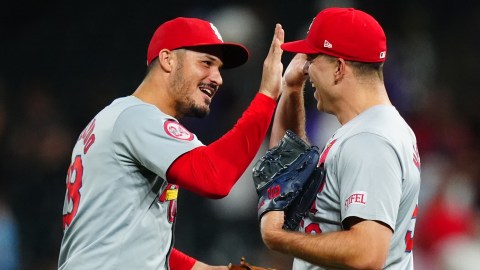 St. Louis Cardinals third baseman Nolan Arenado and pitcher Ryan Helsley