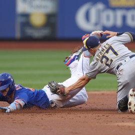 New York Mets first baseman Pete Alonso and Milwaukee Brewers shortstop Willy Adames