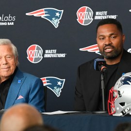 New England Patriots owner Robert Kraft and head coach Jerod Mayo