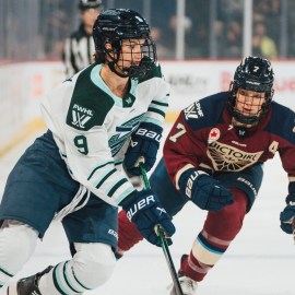 Boston Fleet forward Sophie Shirley and Montreal Victoire forward Laura Stacey