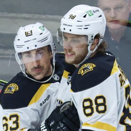 Boston Bruins forwards Brad Marchand, David Pastrnak