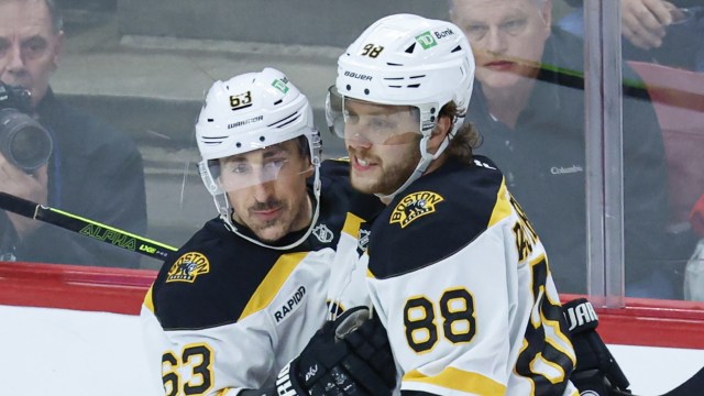 Boston Bruins forwards Brad Marchand, David Pastrnak