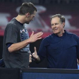 Former New England Patriots quarterback Tom Brady and head coach Bill Belichick