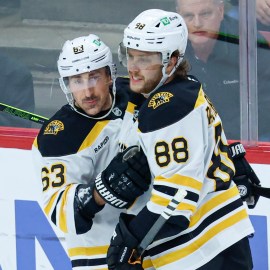 Boston Bruins forwards Brad Marchand and David Pastrnak