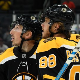 Boston Bruins forwards Brad Marchand and David Pastrnak