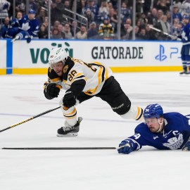 Boston Bruins forward David Pastrnak and Toronto Maple Leafs forward Auston Matthews