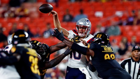 New England Patriots quarterback Drake Maye